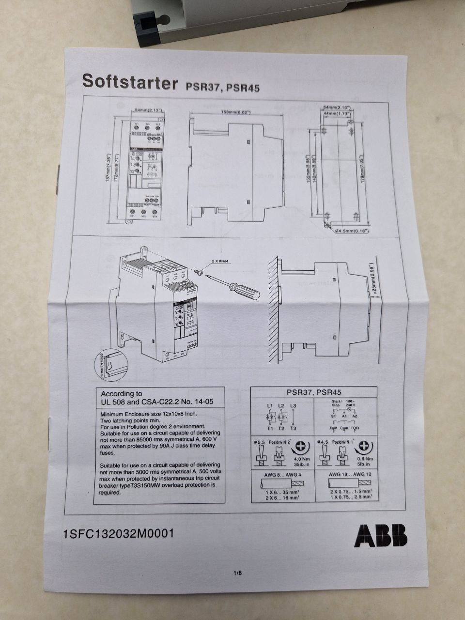 ABB soft starter for 3Ph motors PSR37-600-70