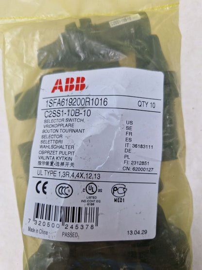 ABB 1SFA619200R1016, C2SS1-10B-10  Selector Switch