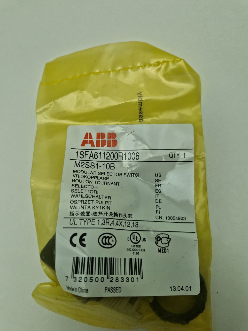 ABB 1SFA611200R1006, M2SS1-10B Selector Switch