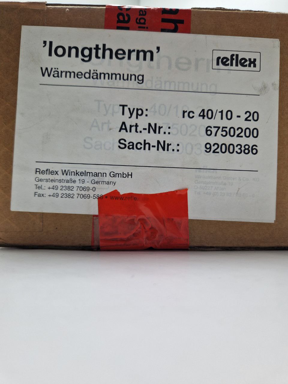 Reflex Longtherm thermal insulation rc40/10-20