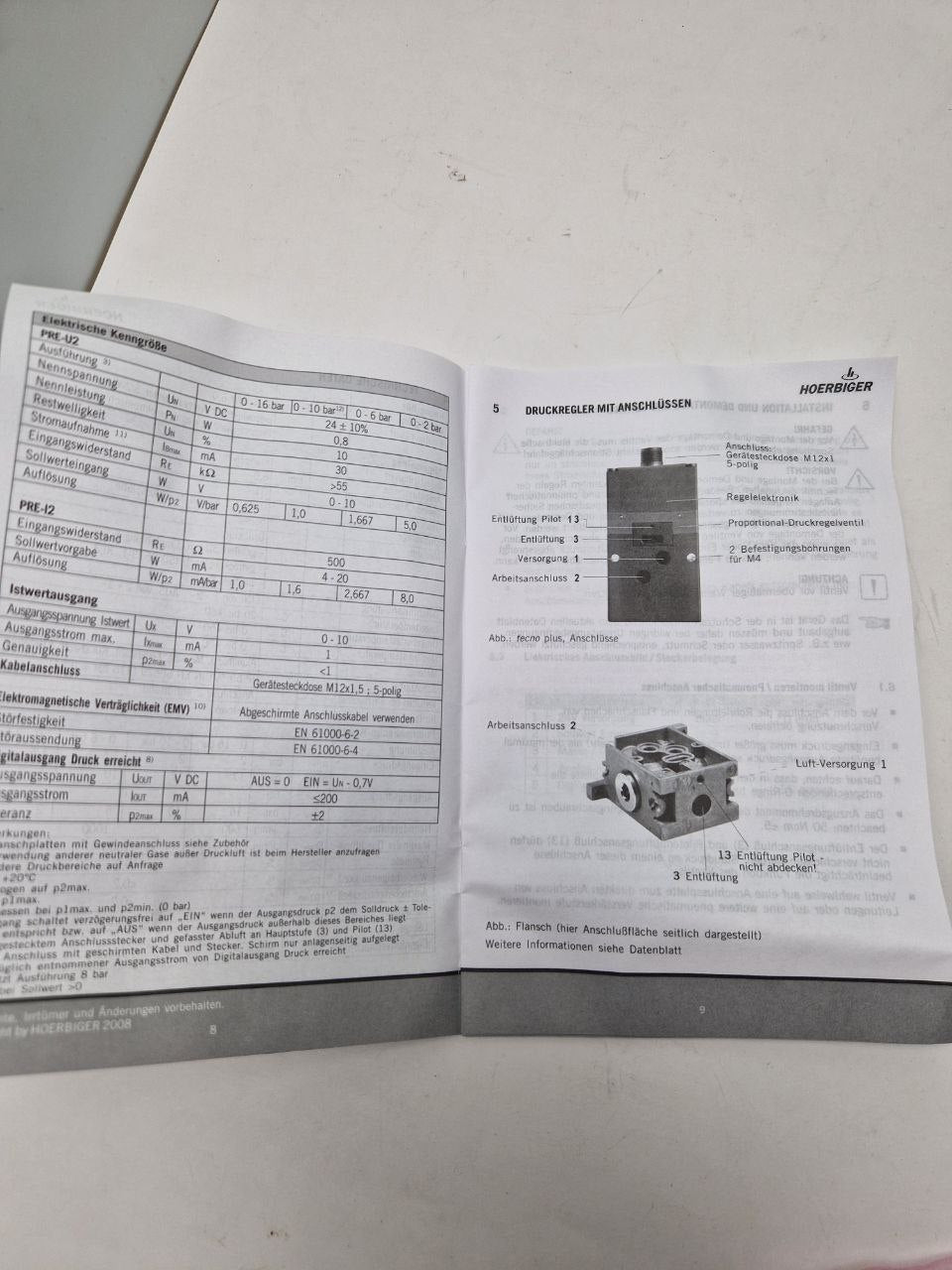 Proportional Pressure Regulator tecno plus Series PRE-U2; PRE-12, HOERBIGER