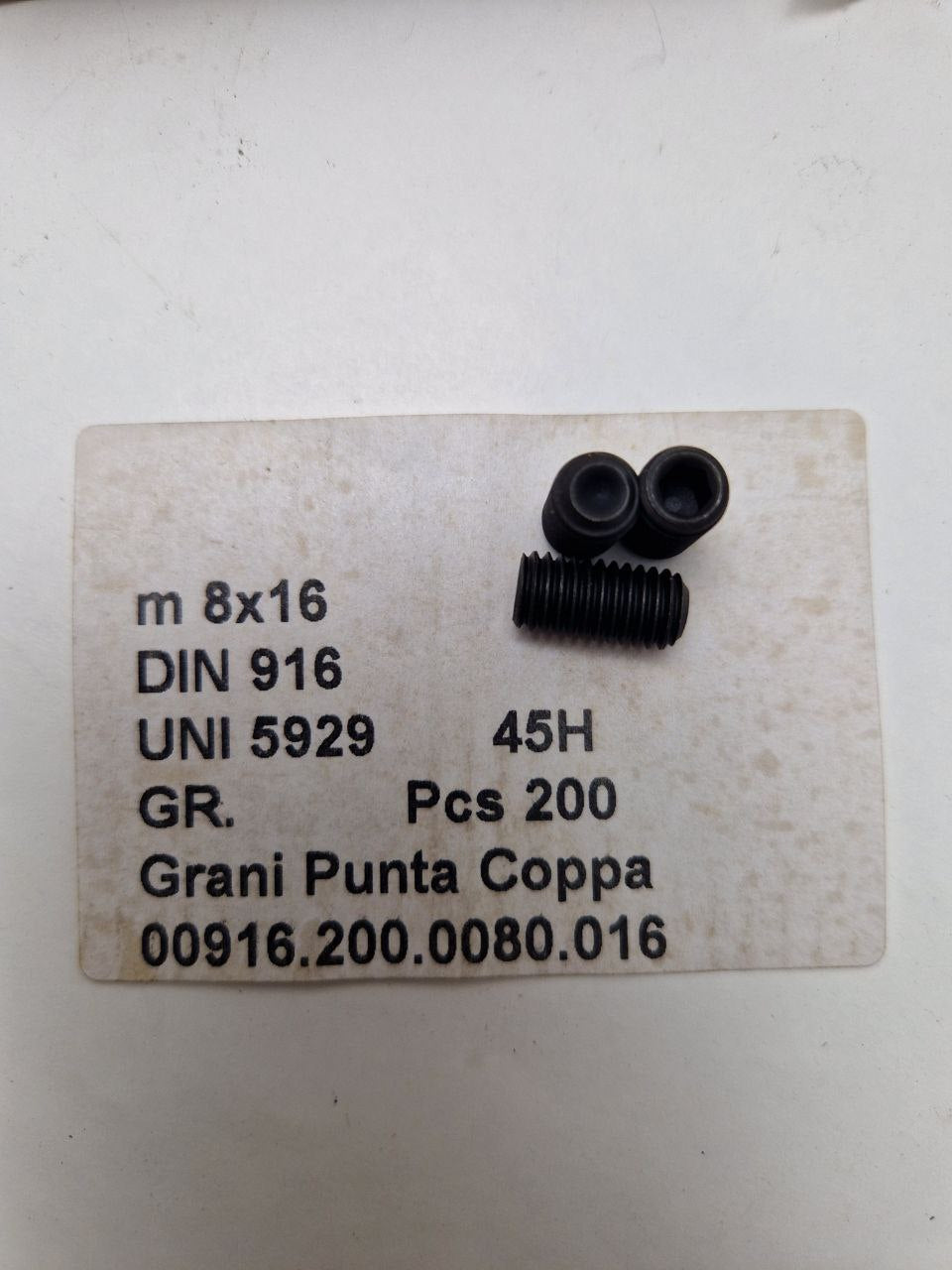 Cup head screws, M 8x16, DIN 916, UNI 5929 45H, 00916.200.0080.016