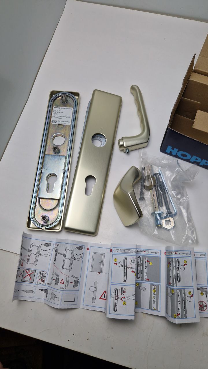 HOPPE aluminium security long plate change fitting for exterior/apartment doors Security fittings London 3673201