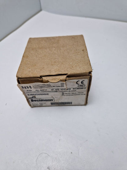 Eaton-Bussmann series – NH fuse with low voltage 63NHG000BI Modellcode: NH FUSE 63A 500V SIZE 000 GG IMGL