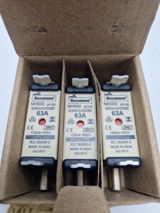 Eaton-Bussmann series – NH fuse with low voltage 63NHG000BI Modellcode: NH FUSE 63A 500V SIZE 000 GG IMGL