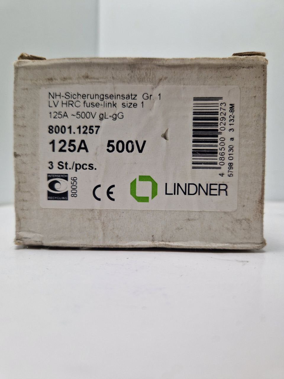 LINDNER 8001.1257 NN1 fuse link 125A 500V gl BE:3