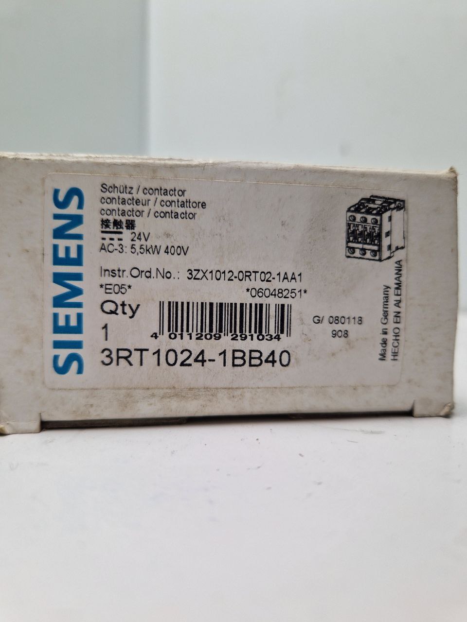 SIEMENS SIRIUS 3RT1024-1BB40, POWER CONTACTOR 24V, AC-3: 5,5kW 400V  (Request price)