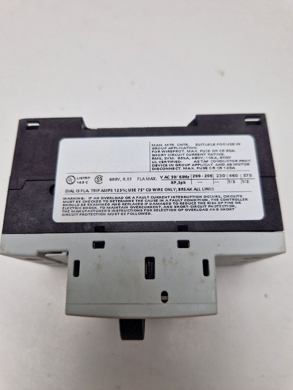 SIEMENS SIRIUS 3RV1011-OGA10, automatic circuit breaker S00 0.45-0.63A  (Request price)