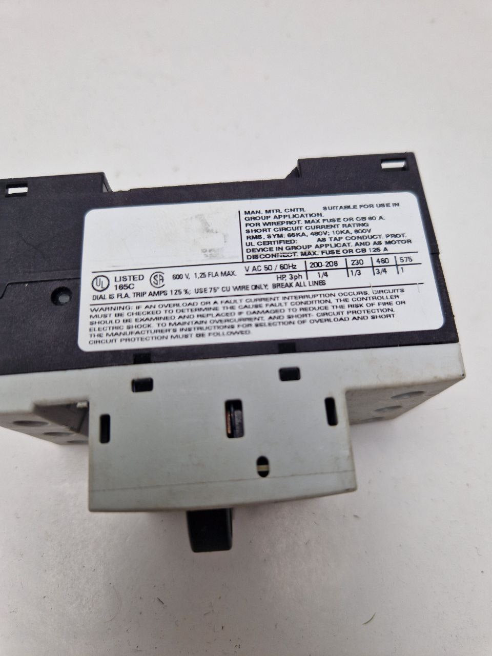 SIEMENS SIRIUS 3RV1021-OKA10, circuit breaker  0.8-1.25A  (Request price)