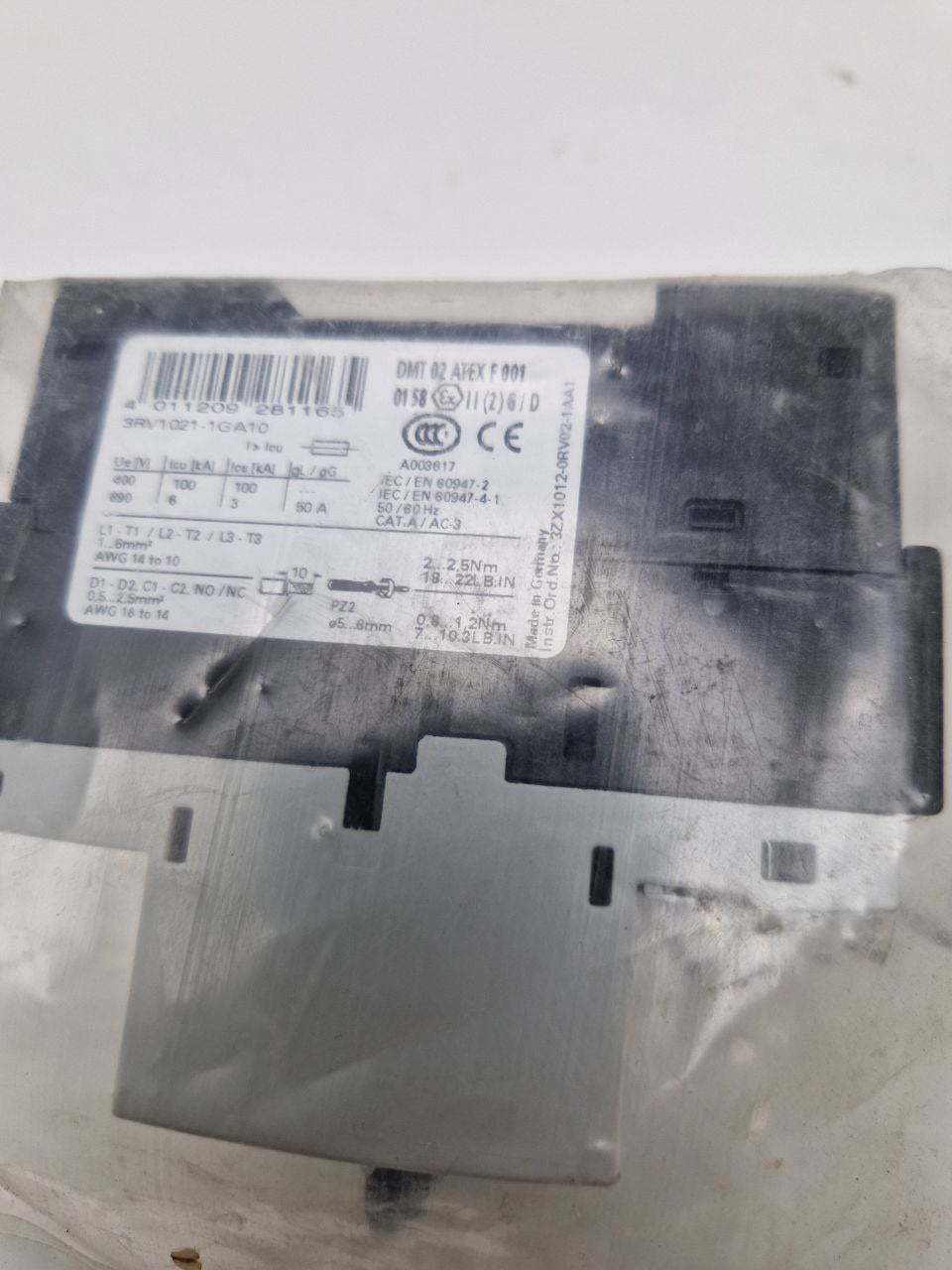 SIEMENS 3RV10211GA10, CIRCUIT BREAKER 4.5-6.3 AMP  (Request price)