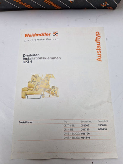 Terminal blocks 4 mm² Weidmüller DKIT4 BL/GG 058266  (Request price)