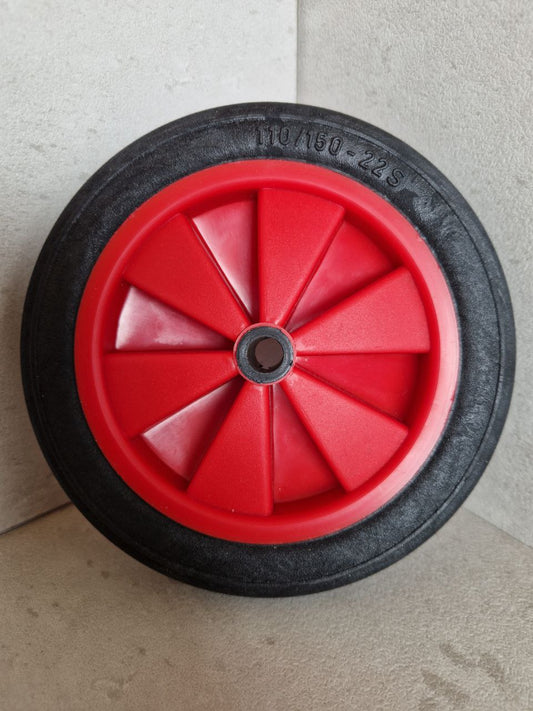 Rotes Polypropylenrad Ø110/150 - 22 S, schwarze Gummireifen  (Request price)